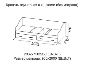 Кровать одинарная с ящиками (Без матраца 0,9*2,0) в Тобольске - tobolsk.magazin-mebel74.ru | фото