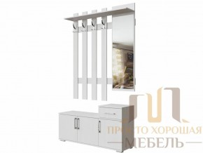 Вешалка с зеркалом 0,8 м №3 Ясень Анкор светлый в Тобольске - tobolsk.magazin-mebel74.ru | фото